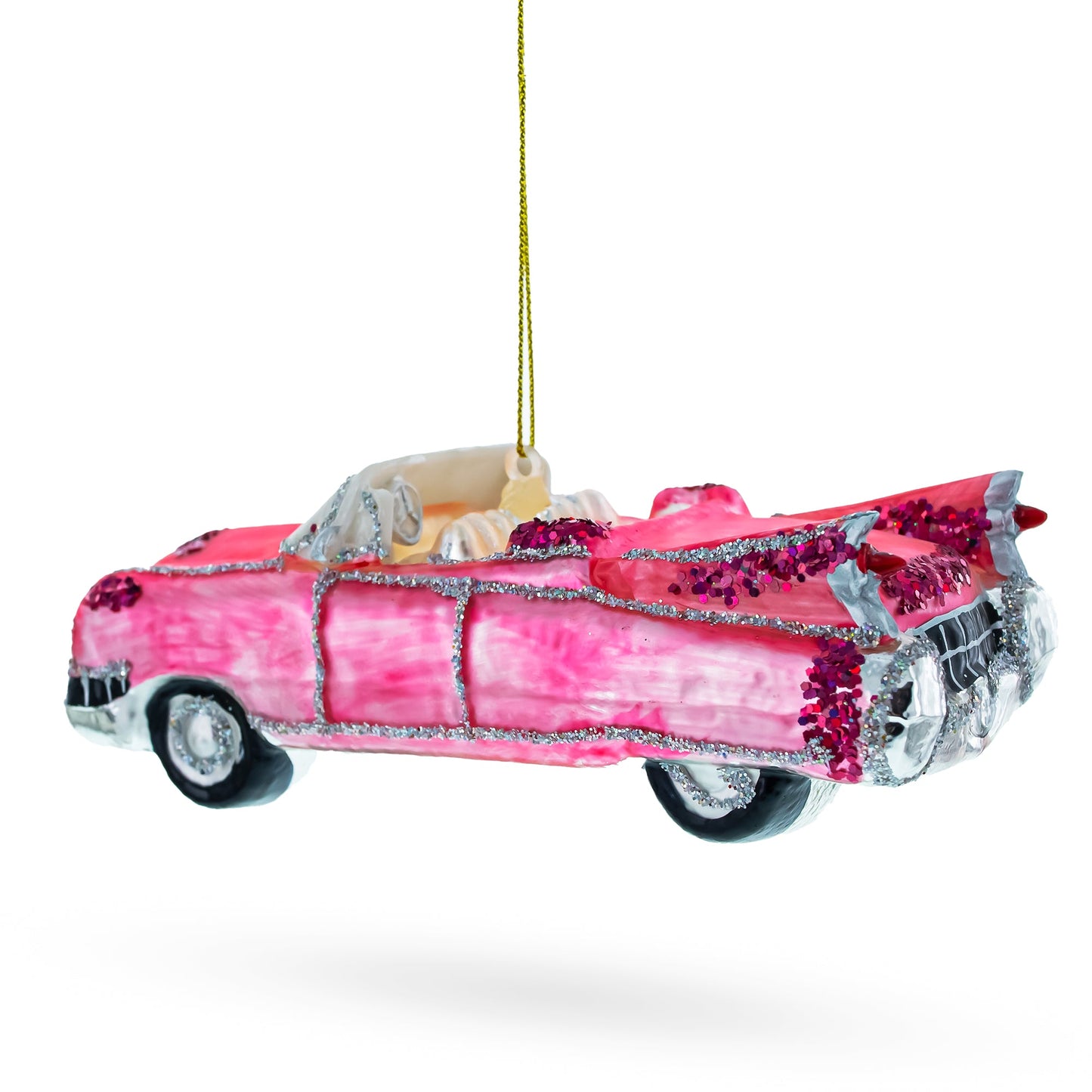 Classic Convertible Retro Car Blown Glass Christmas Ornament