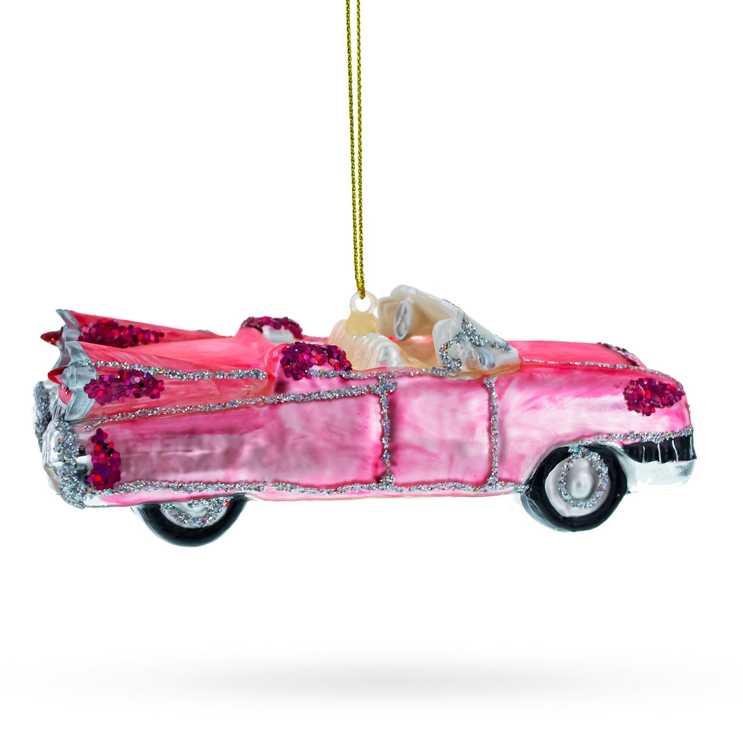 Classic Convertible Retro Car Blown Glass Christmas Ornament