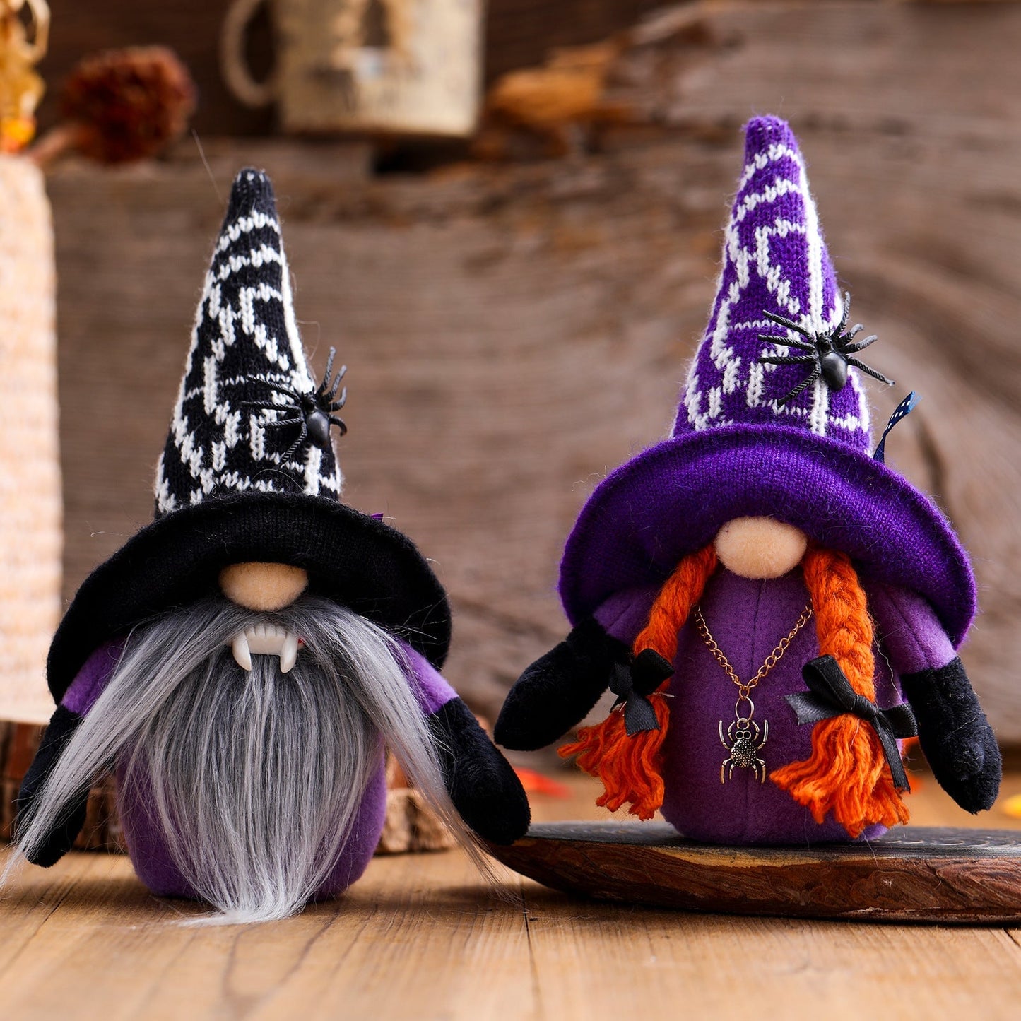 Spooky Spider Gnome Set, Spooky Halloween Decoration