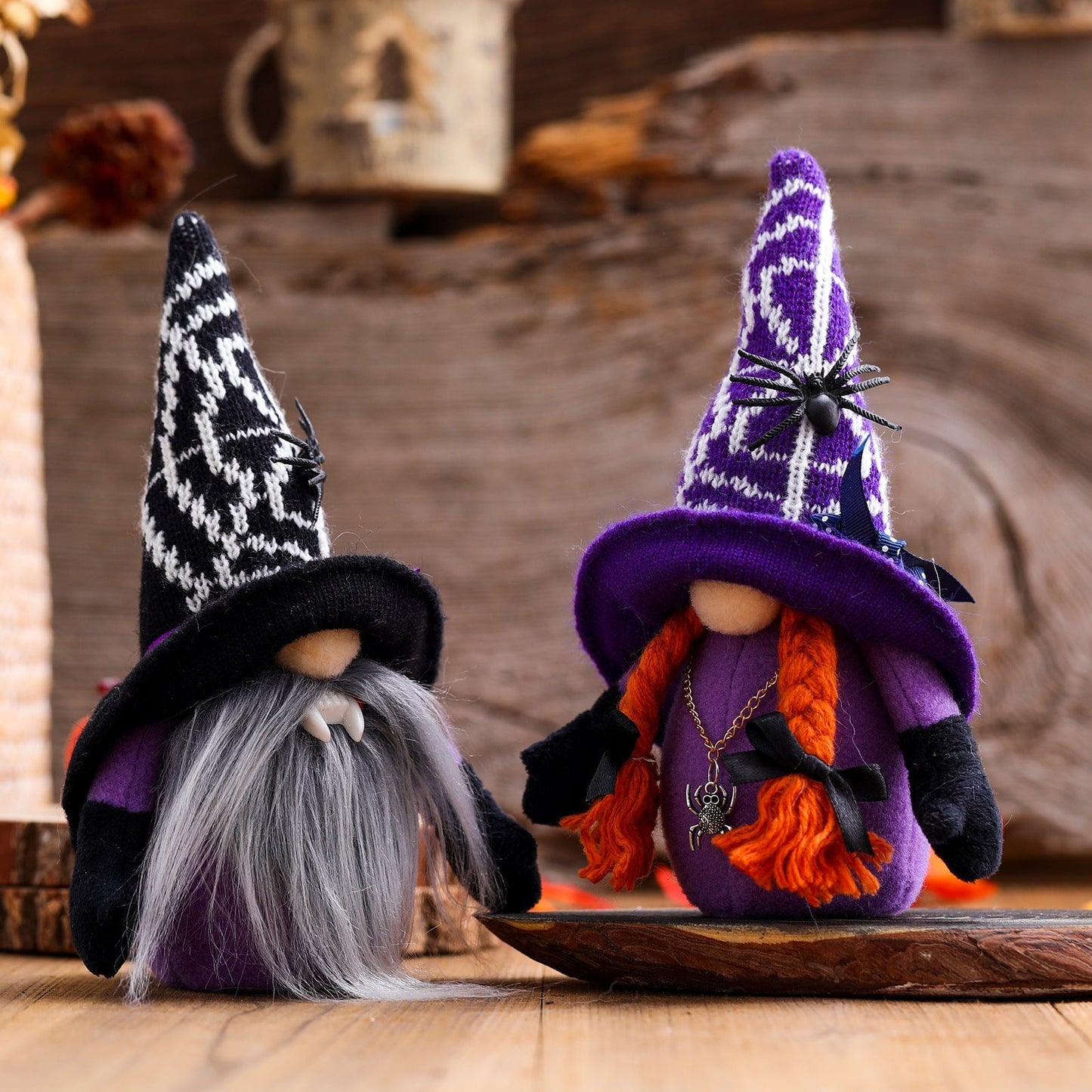 Spooky Spider Gnome Set, Spooky Halloween Decoration