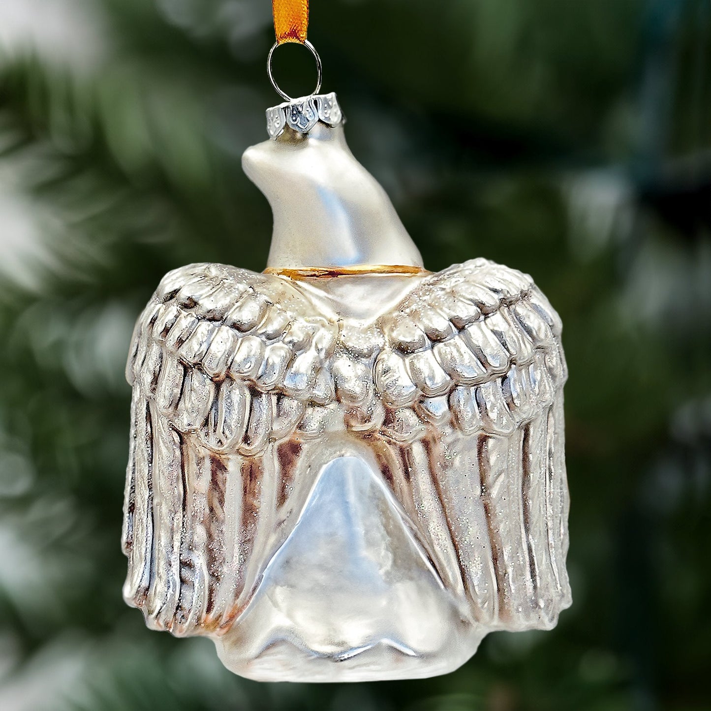 Love is Eternal Angelic Gnome Glass Ornament, White Angel Delicate Sentimental Tree Decoration