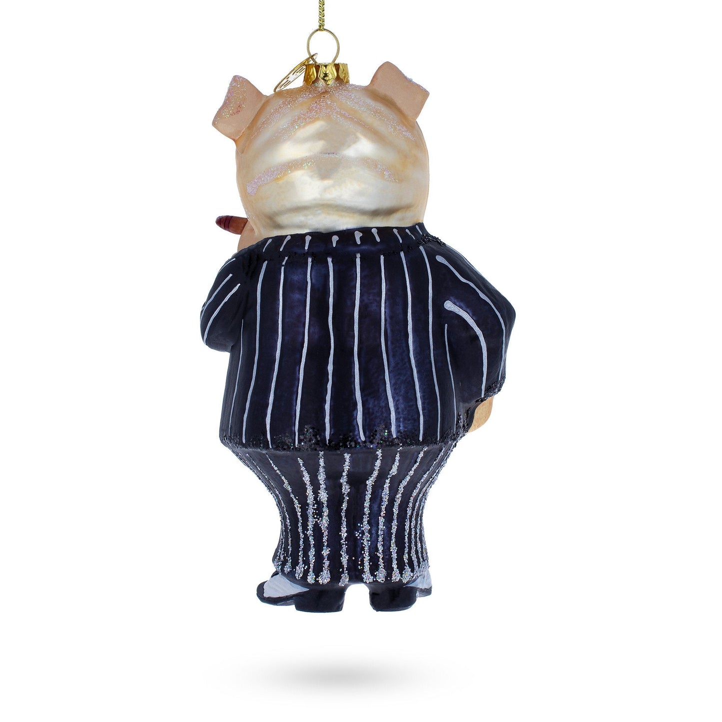 Dapper Bulldog in Suit with Cigar Glass Christmas Ornament