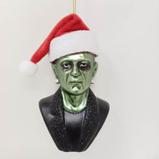 Frankenstein Santa Glass Christmas Ornament