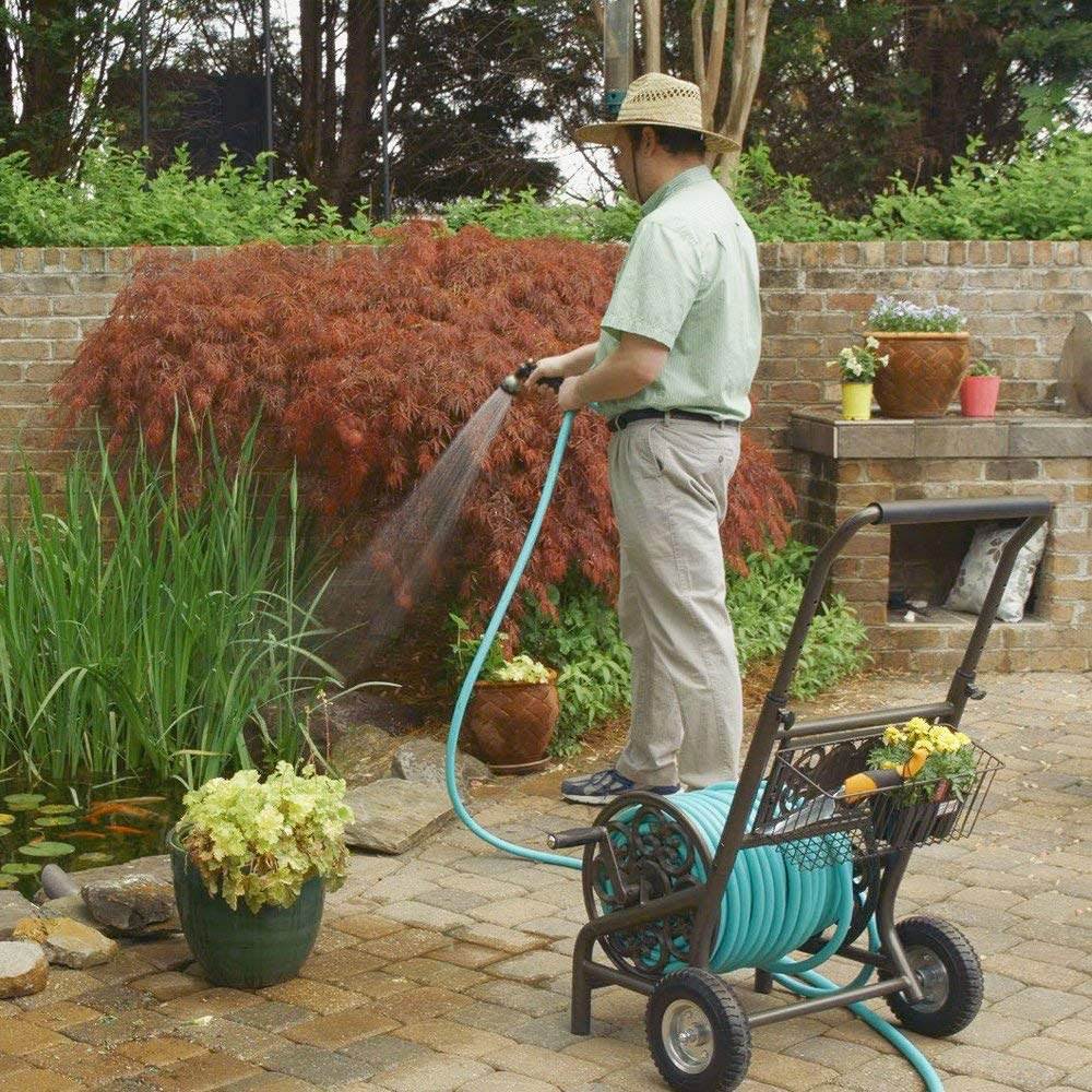 Liberty Garden 301 2 Wheel Outdoor Garden Water Hose Reel Storage Holder & Cart