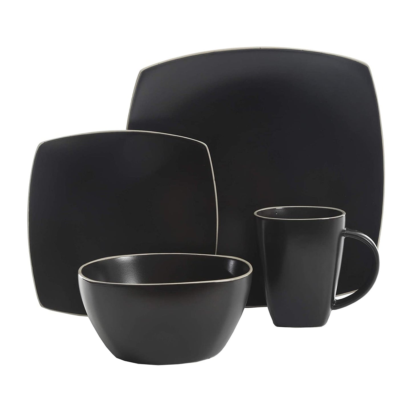 Gibson Elite 102261.16RM Soho Lounge 16 Piece Dinnerware Set for 4, Matte Black