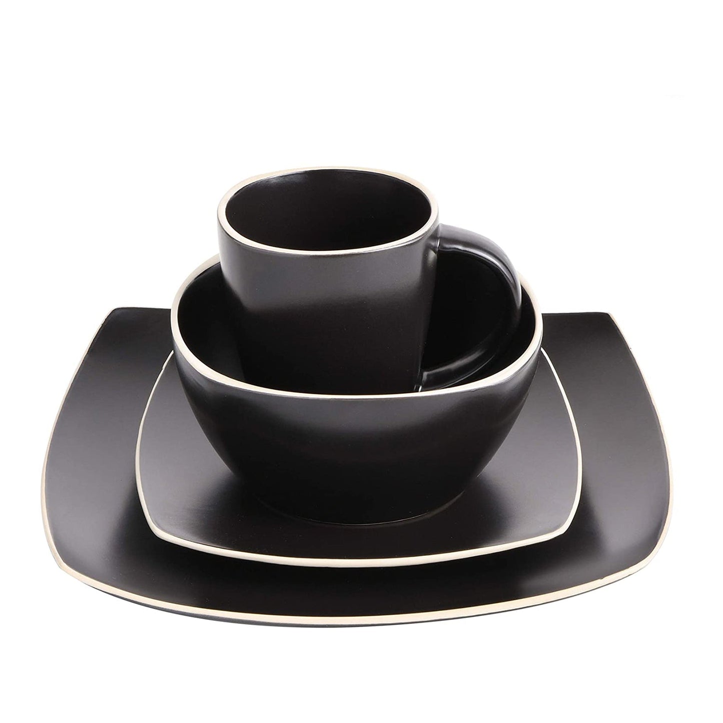 Gibson Elite 102261.16RM Soho Lounge 16 Piece Dinnerware Set for 4, Matte Black