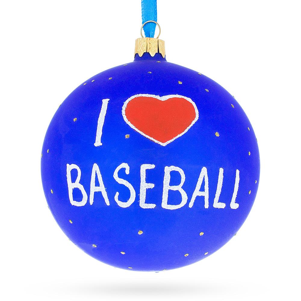 Baseball Blown Glass Ball Christmas Ornament 4 Inches