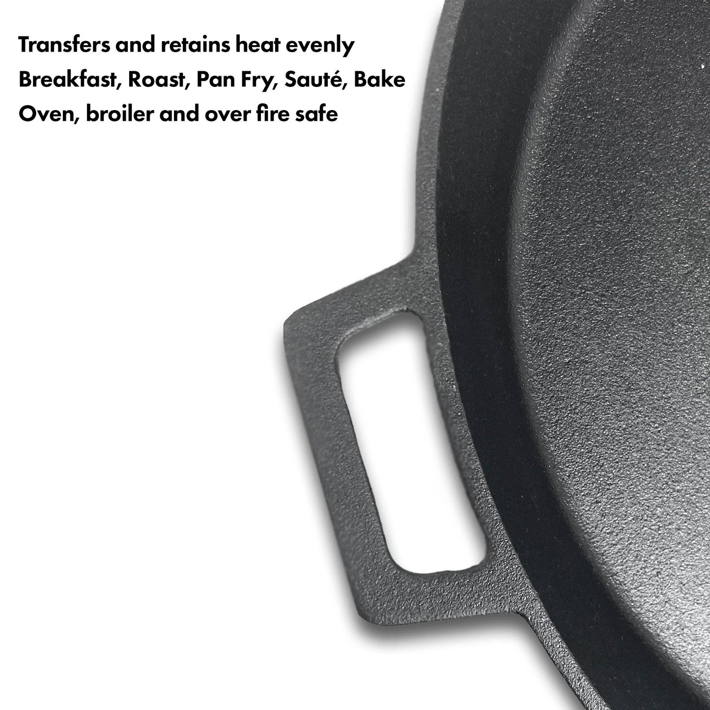 Bayou Classic 16 Inch Double Handled Cast Iron Skillet with Pour Spouts, Black