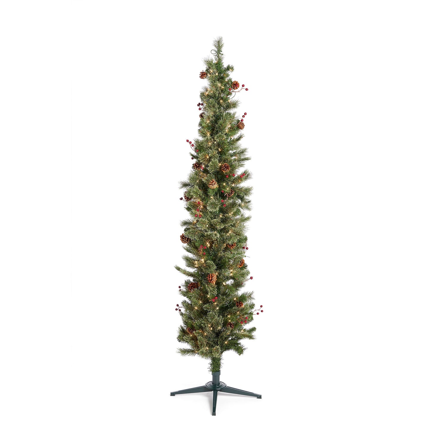 Home Heritage Stanley 7' Pre-Lit Artificial Christmas Tree, Pine Cones & Berries