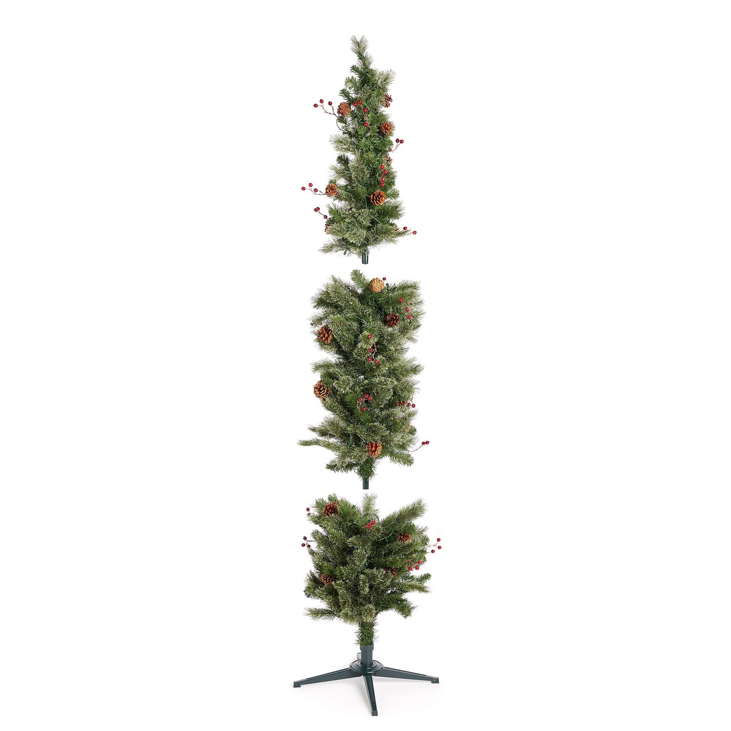 Home Heritage Stanley 7' Pre-Lit Artificial Christmas Tree, Pine Cones & Berries