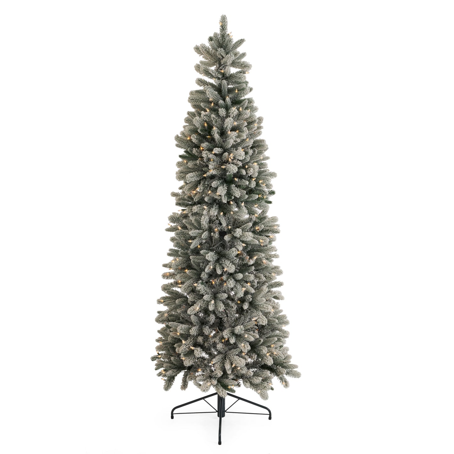 Home Heritage Anson 7' Flocked Slim 350 Clear Prelit Artificial Christmas Tree