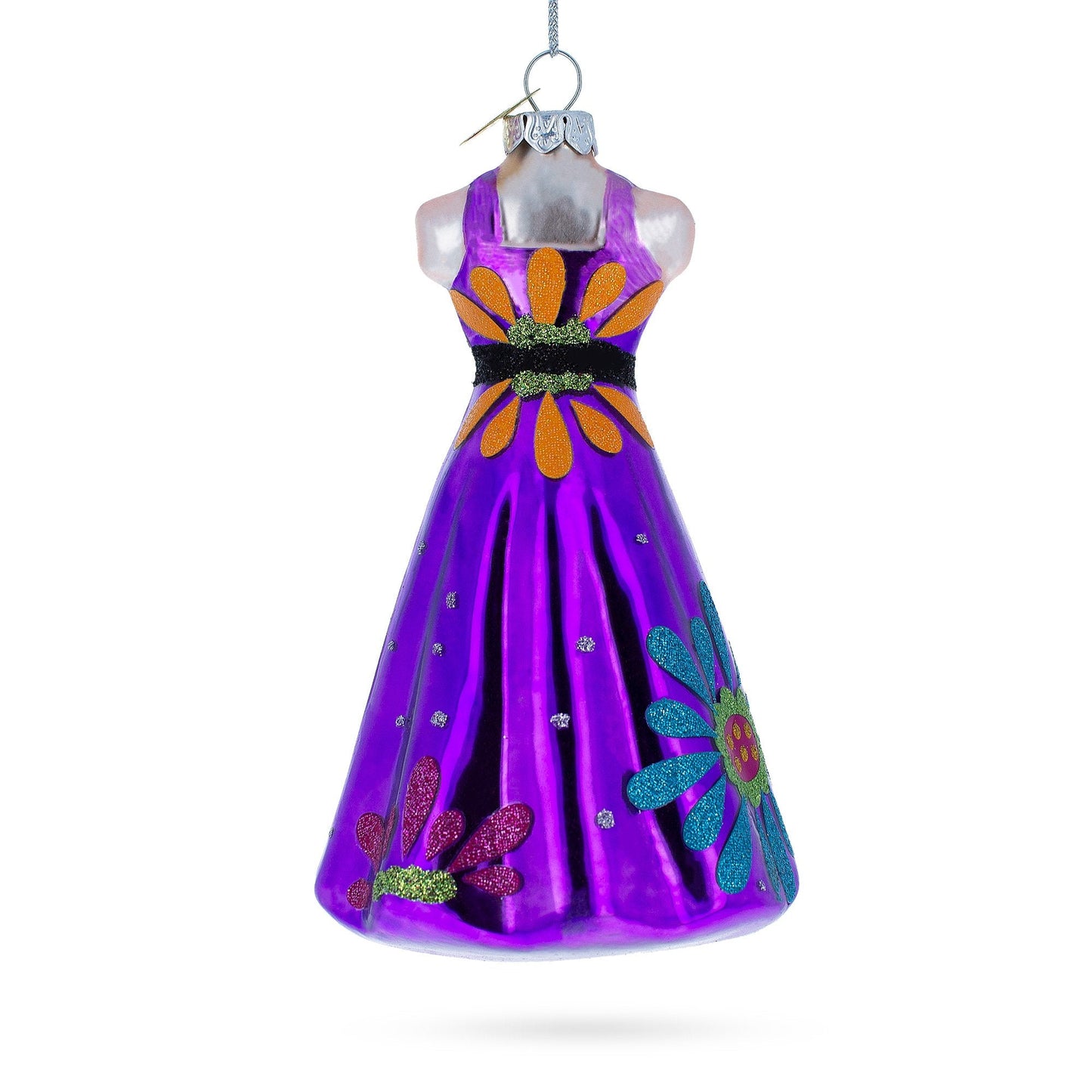 Elegant Purple Dress Blown Glass Christmas Ornament