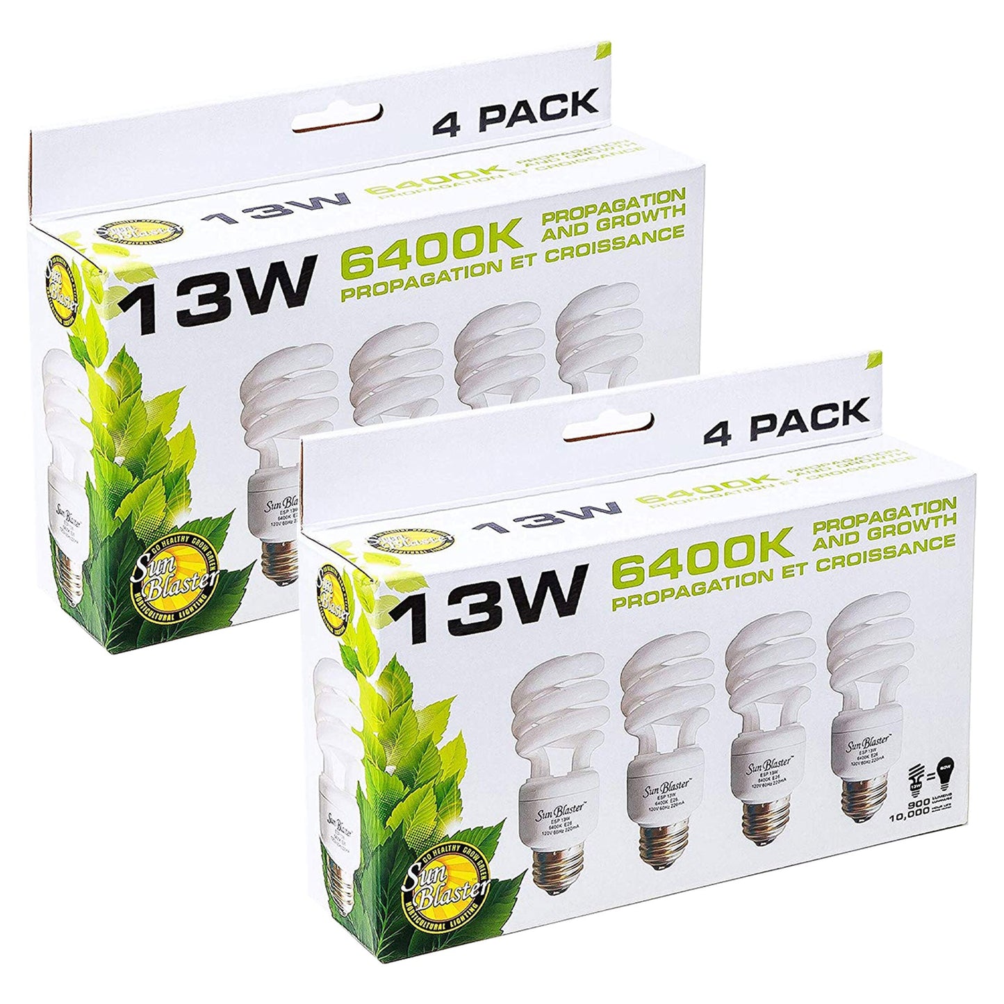 SunBlaster SL0900151 13 Watt CFL Indoor Plant Grow Light Bulb Set (8 Lightbulbs)