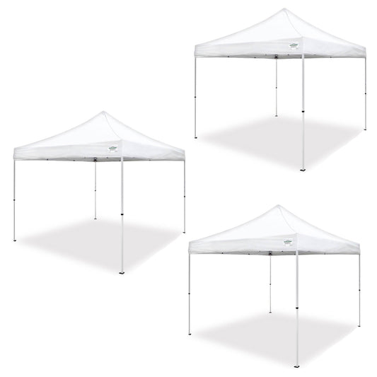 Caravan Canopy Pro 2 10 x 10 Foot Straight Leg Instant Canopy, White (3 Pack)