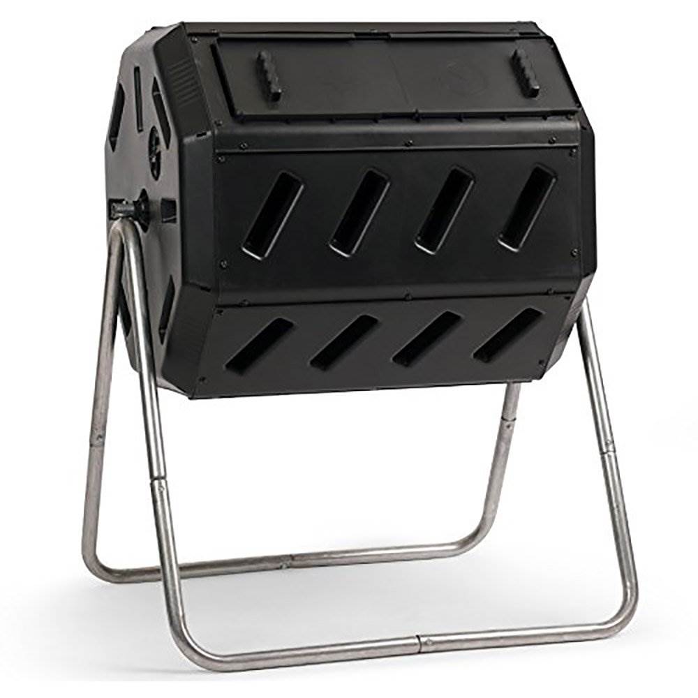 FCMP Outdoor 37 Gallon Elevated Dual Chamber Tumbling Garden Compost Bin(2 Pack)