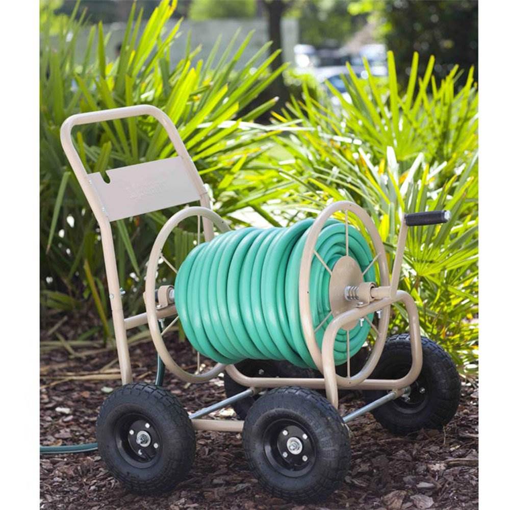 Liberty Garden 4 Wheel Pneumatic Tire Steel Frame Water Hose Reel Cart (2 Pack)