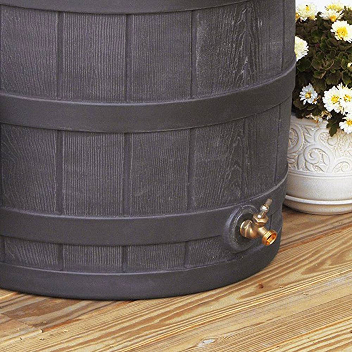 Good Ideas Rain Wizard 50 Gallon Rain Barrel Water Collector, Oak (2 Pack)