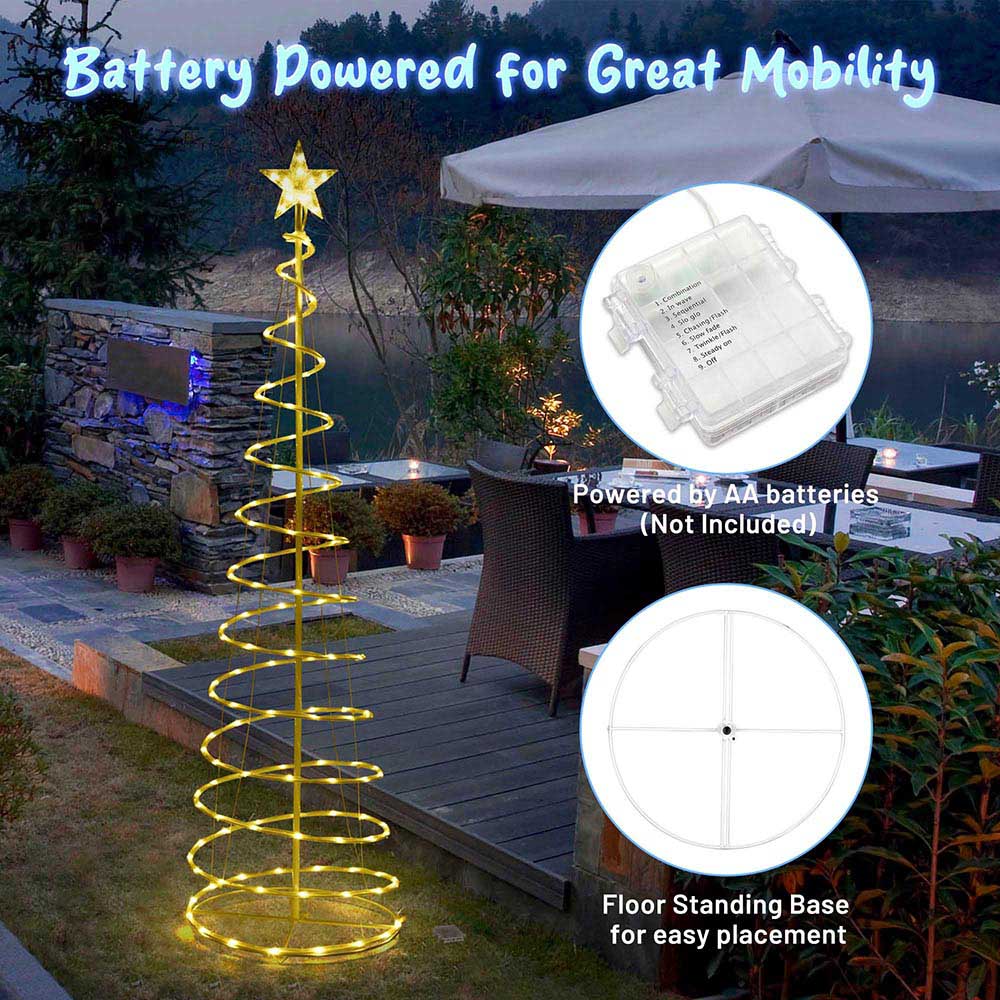 DIY Spiral Christmas Tree Set Battery Powered-6ft 4ft 3ft included