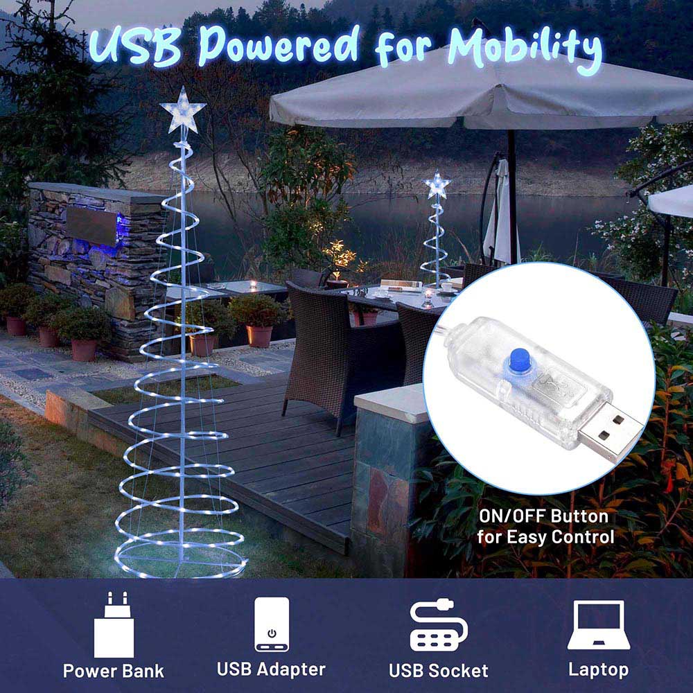 DIY Spiral Christmas Tree Set USB Powered-6ft 4ft 3ft included