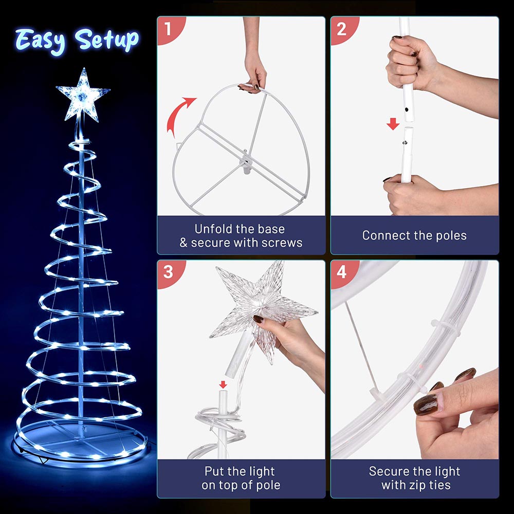 DIY Spiral Christmas Tree Set USB Powered-6ft 4ft 3ft included