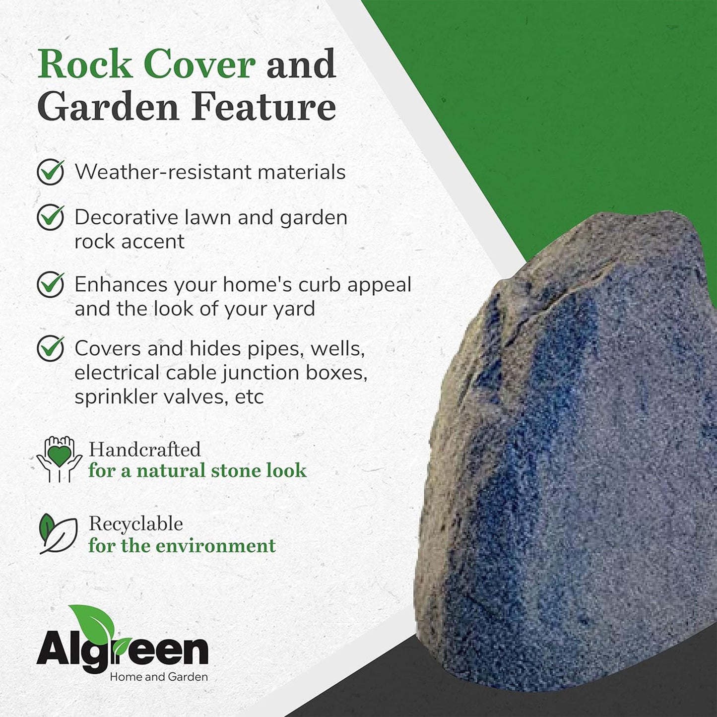 Algreen Rock Cover Decor Weatherproof Outdoor Garden Accent, Granite (4 Pack)