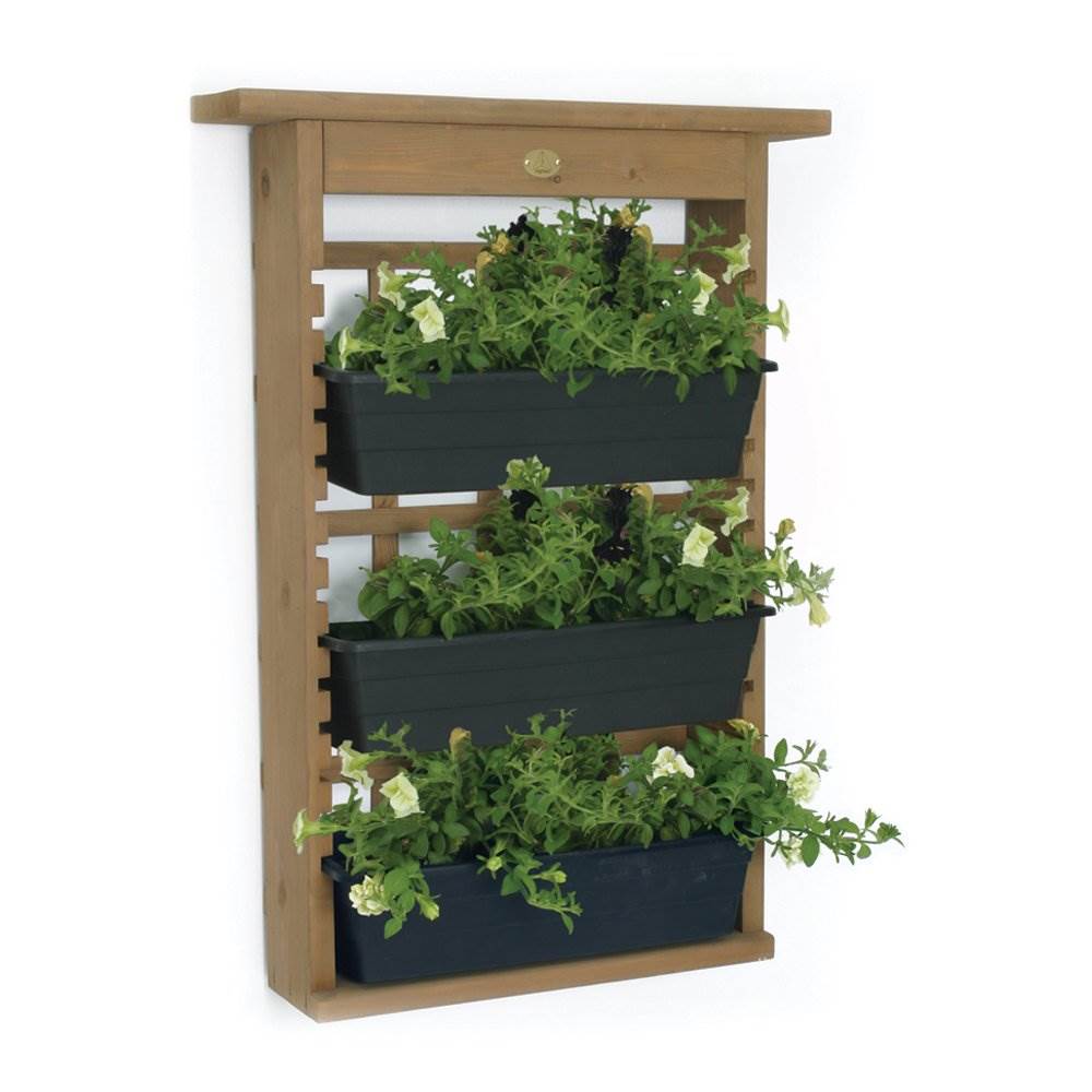 Algreen Gardenview Decorative Trellis with 3 Vertical Wall Hanging Planters