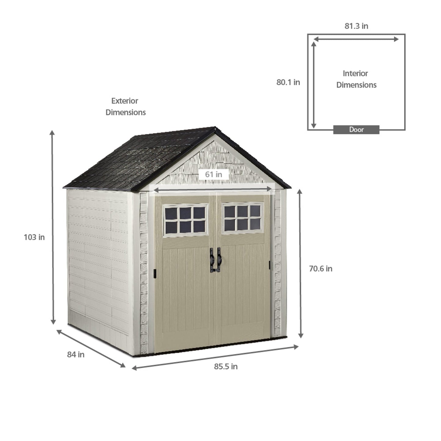 Rubbermaid 7x7 Ft Durable Weatherproof Resin Outdoor Storage Shed, Sand (2 Pack)