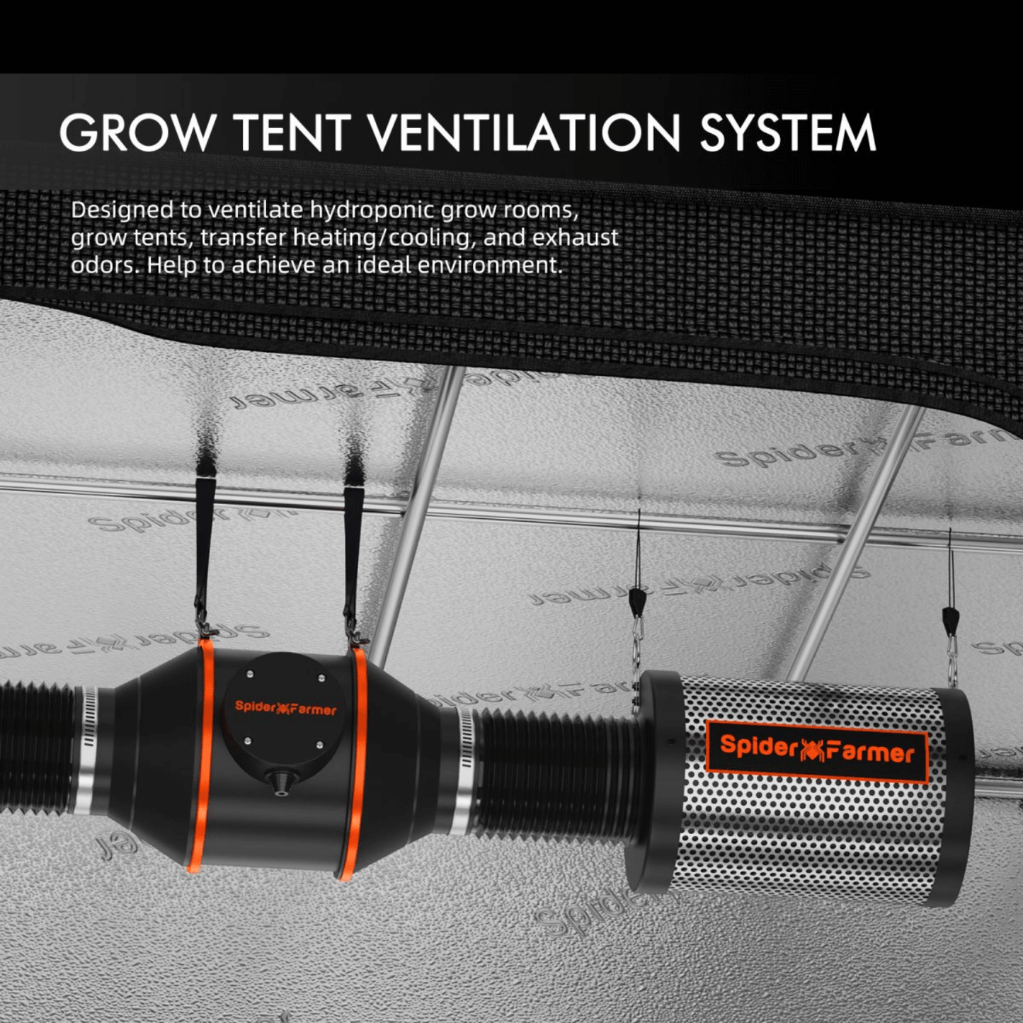 Spider Farmer SF2000 LED Grow Light + 2' x 4' Grow Tent + Inline Fan Combo with Temperature and Humidity Controller