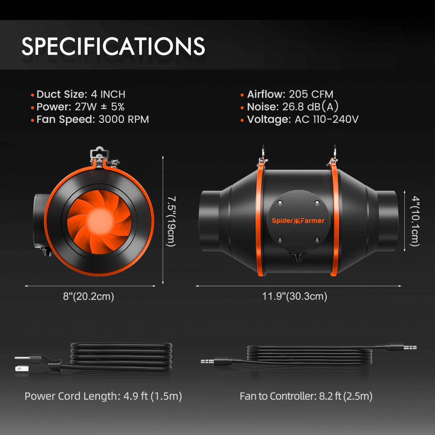 Spider Farmer SF2000 LED Grow Light + 2' x 4' Grow Tent + Inline Fan Combo with Speed Controller