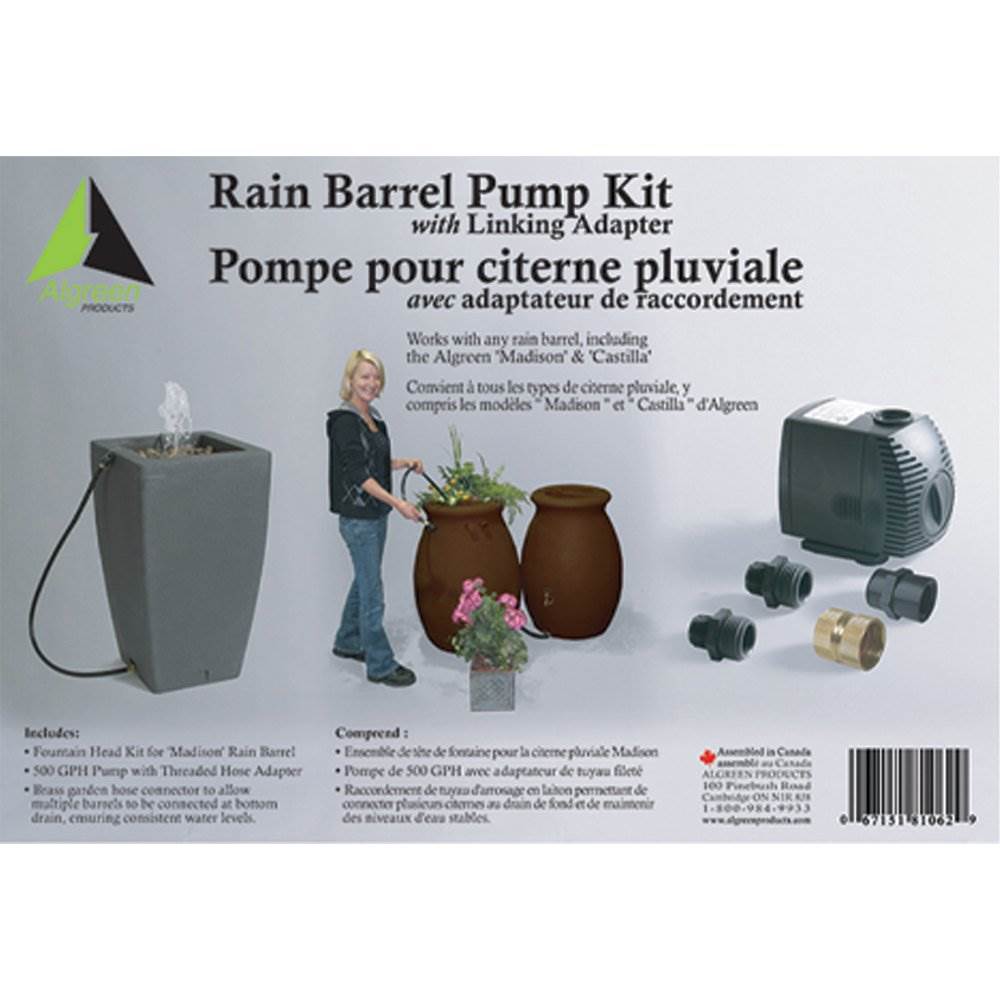 Algreen 500GPH Watering System Pump + 50 Gallon Rain Water Collection Barrel