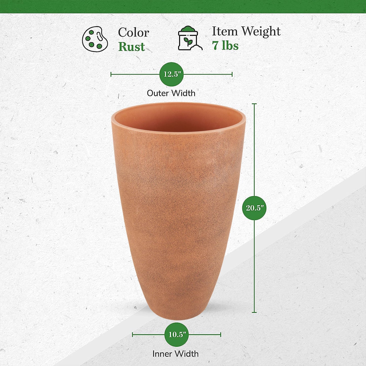 Algreen Acerra Weather Resistant Recycled Composite Vase Planter, Rust (OpenBox)