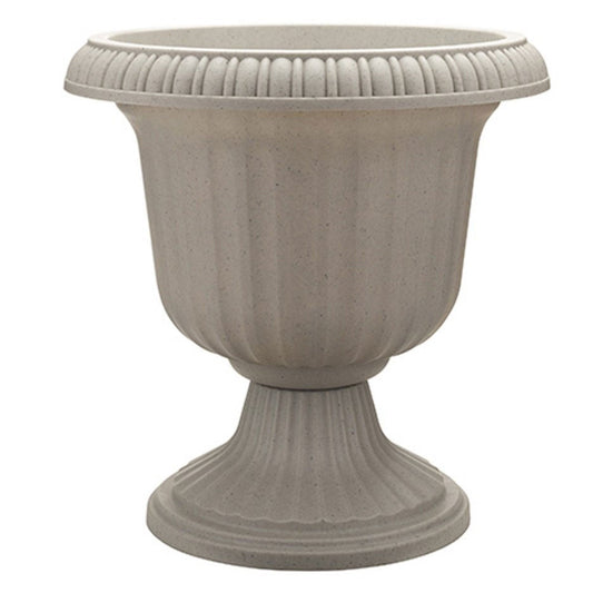 Southern Patio Large 14 In Outdoor Lightweight Resin Utopian Urn Planter, Stone