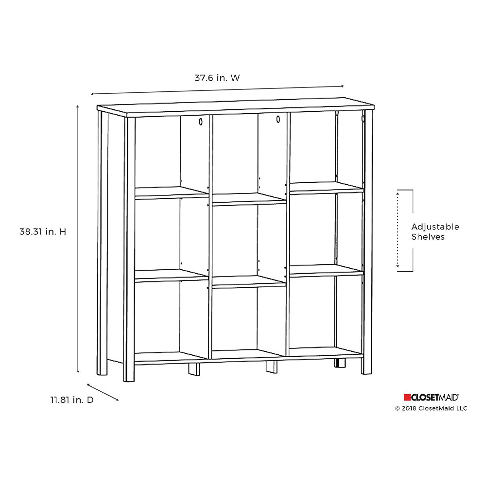 ClosetMaid Freestanding Premium 9-Cube Storage Organizer Bench, Weathered Oak