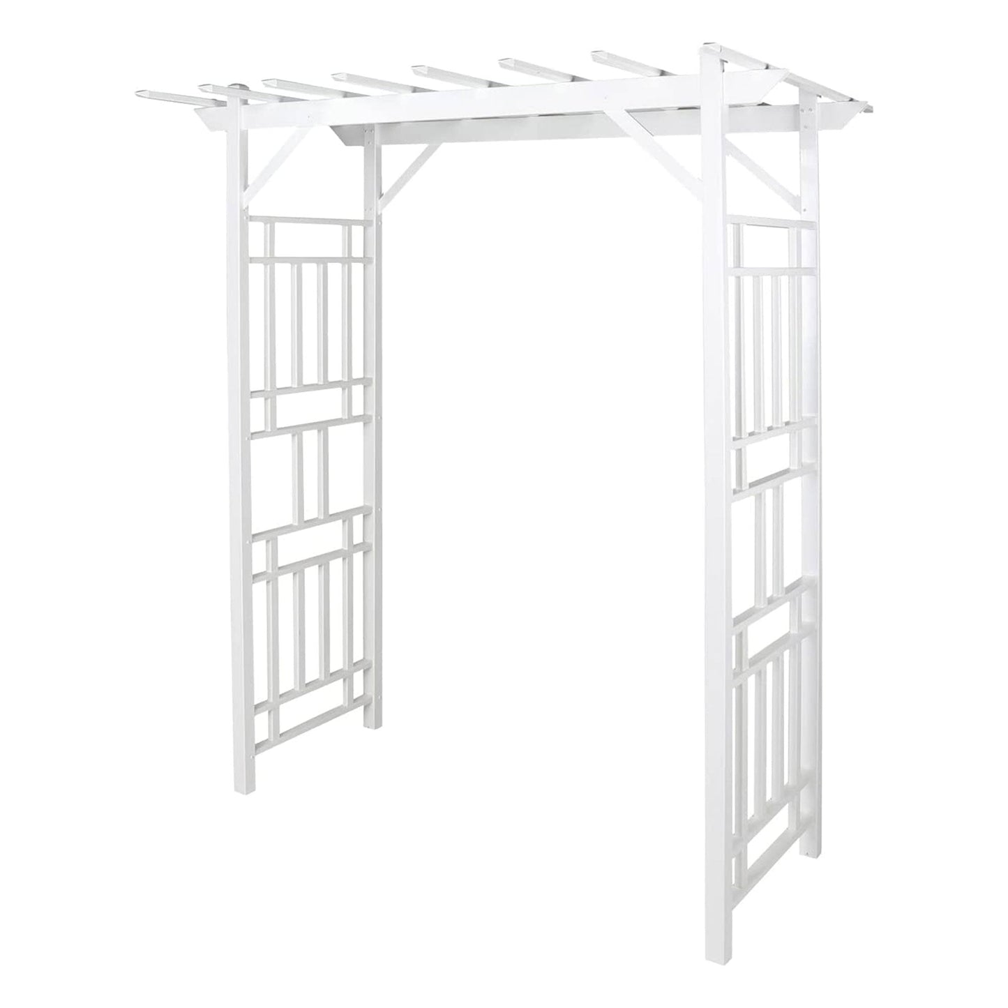 Dura-Trel Wellington Arbor 72" x 85" Outdoor Garden Arch Lattice Trellis, White