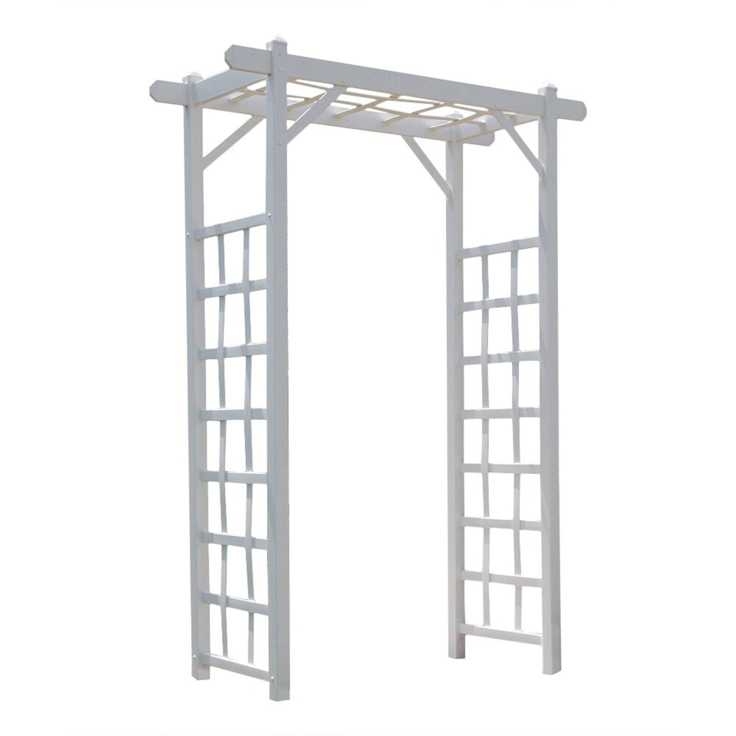 Dura-Trel Elmwood Arbor 57" x 84" PVC Outdoor Garden Arch Lattice Trellis, White