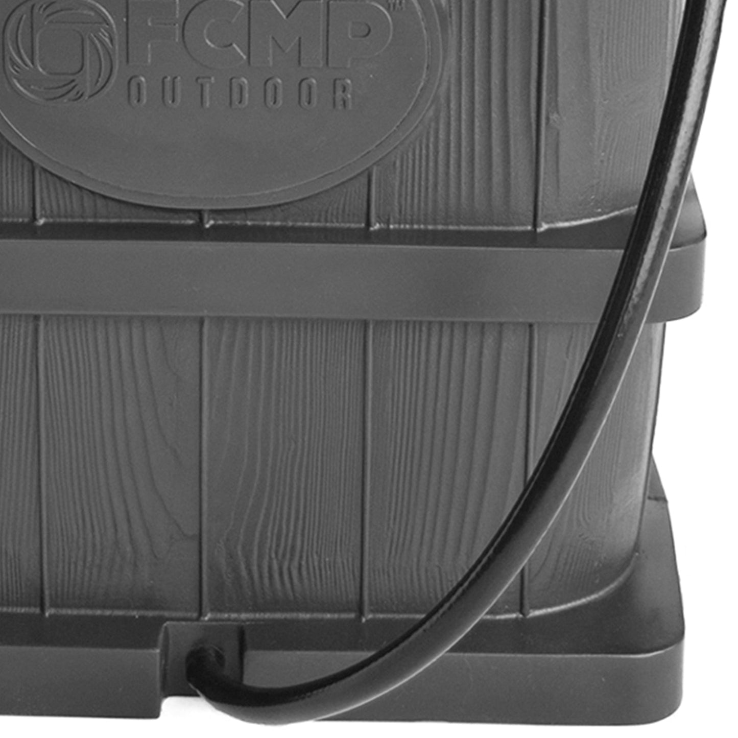 FCMP Outdoor WG4000-GRY Home Outdoor Wood Grain Rain Water Catcher Barrel, Gray