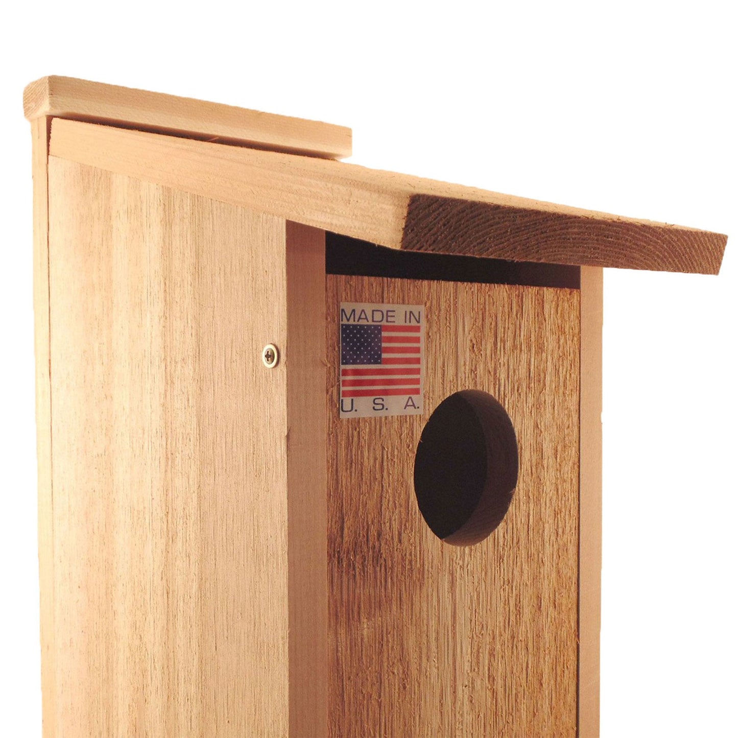 Woodlink Wooden Screech Owl Kestrel Bird House Nesting Box with Wood Shavings