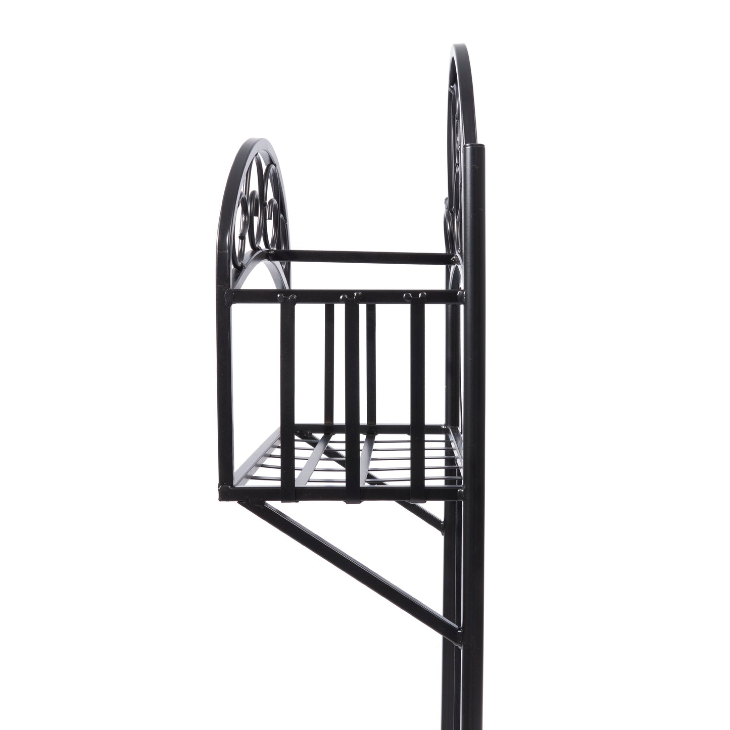 Liberty Garden 5-Prong Gauge Steel Scroll Water Hose Stand with Storage Shelf