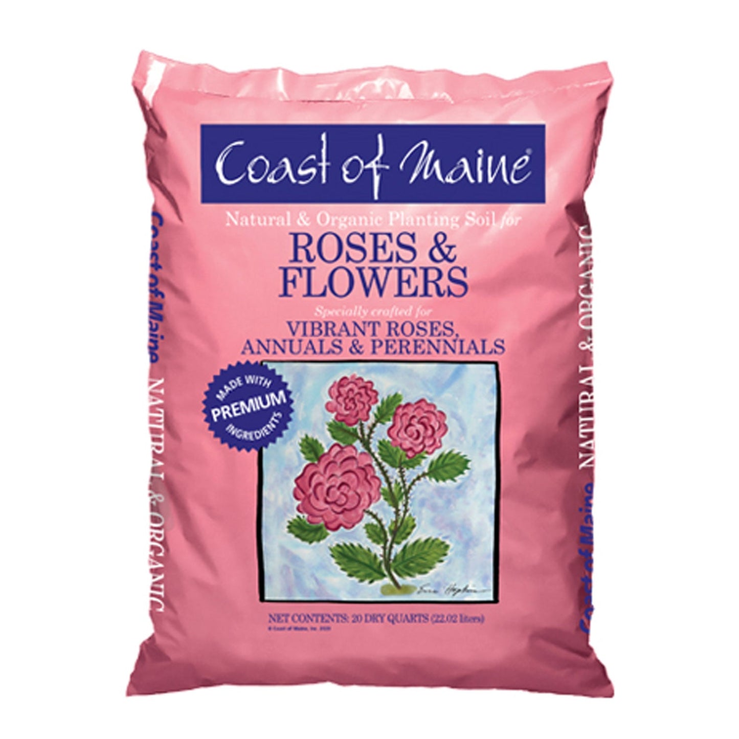 Coast of Maine Organic Potting Soil for Roses and Flowers, 20 Quart Bag (2 Pack)