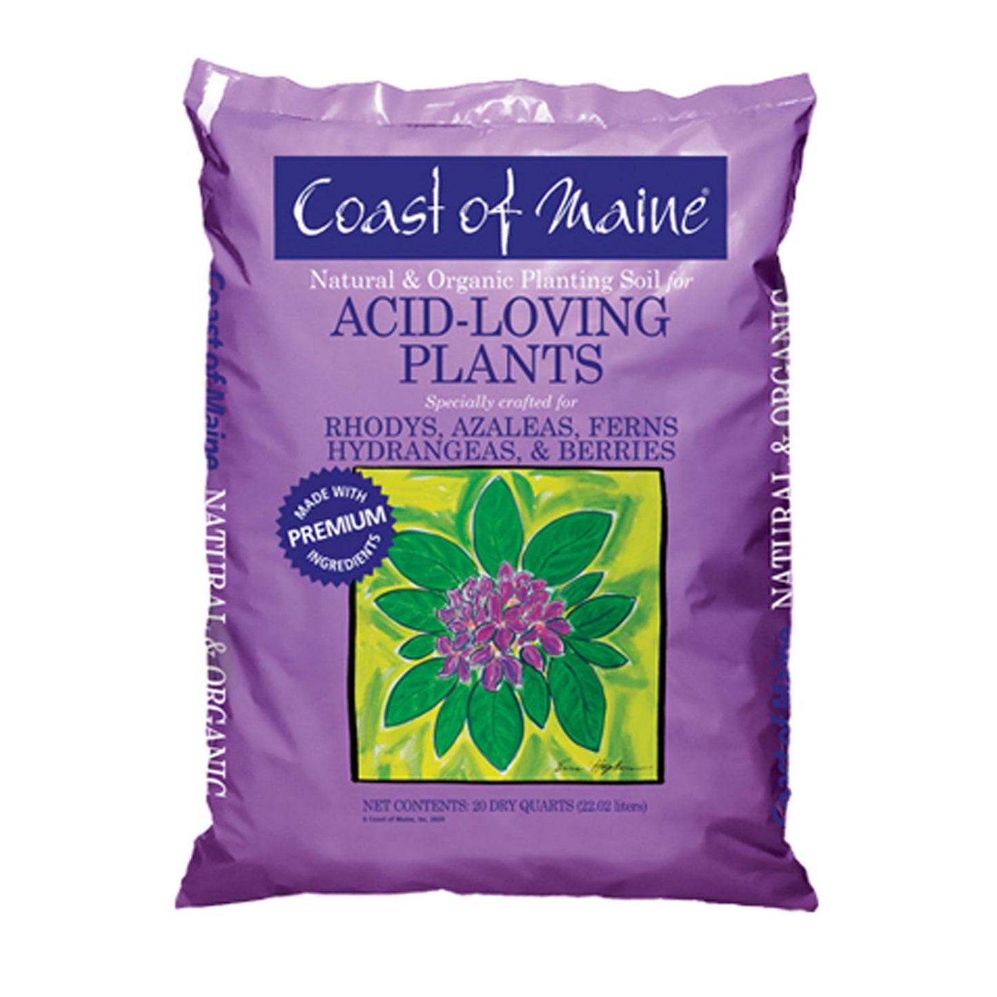 Coast of Maine Organic Natural Potting Soil for Acid Loving Plants, 20 Quart Bag