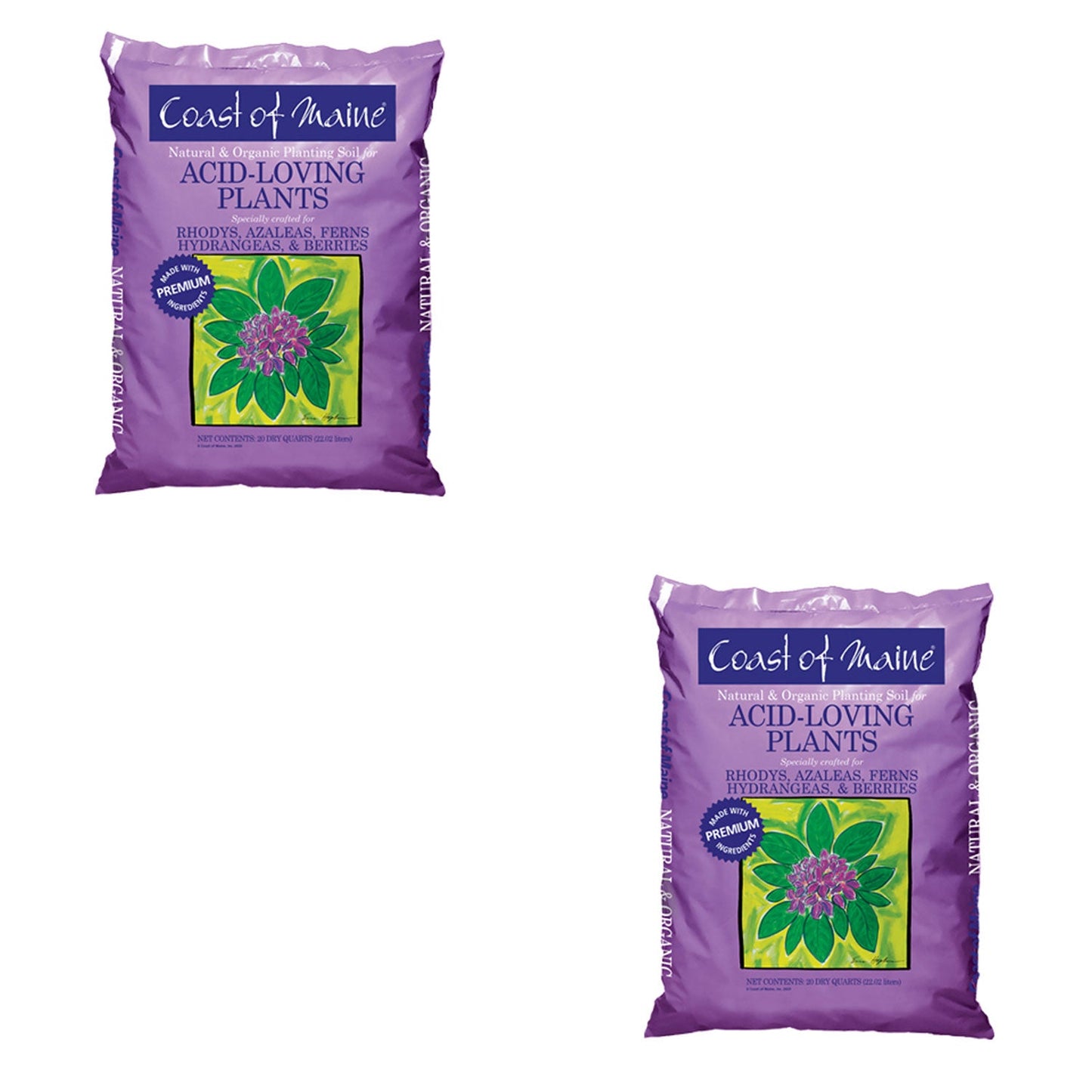 Coast of Maine Organic Natural Potting Soil for Acid Loving Plants, 20 Qt (2 Pk)