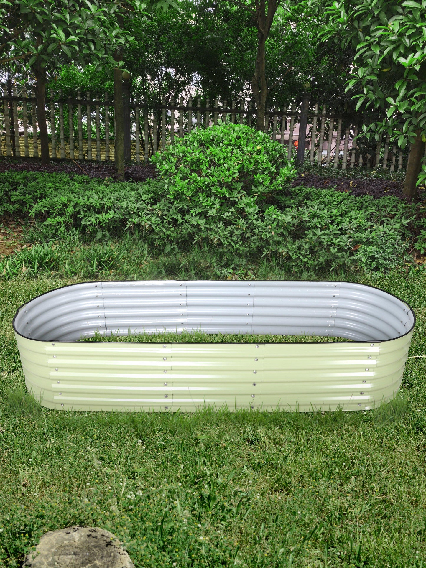 17" Tall, 12-in-1 Galvanized Raised Garden Bed in Sage Green