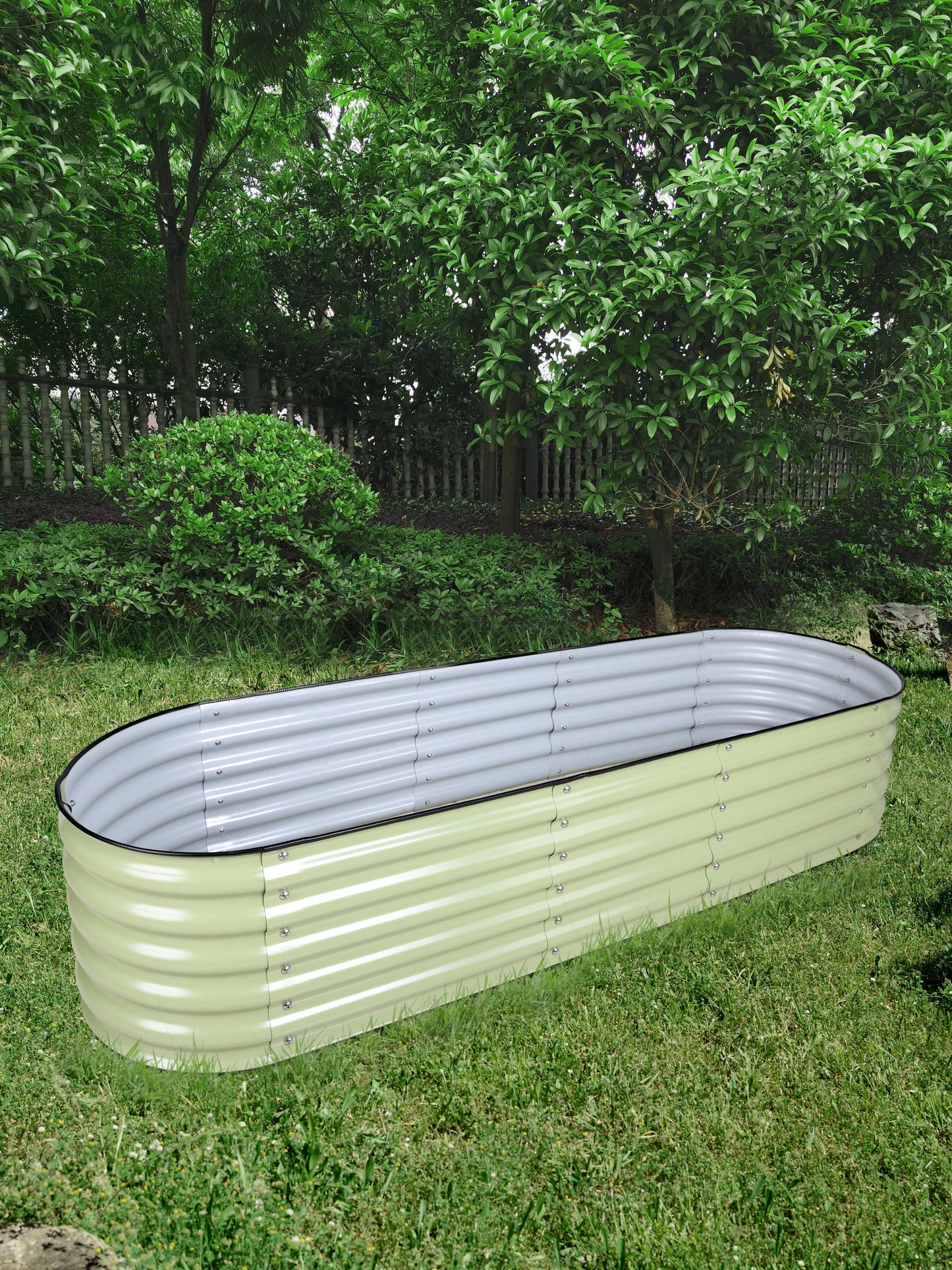 17" Tall, 12-in-1 Galvanized Raised Garden Bed in Sage Green