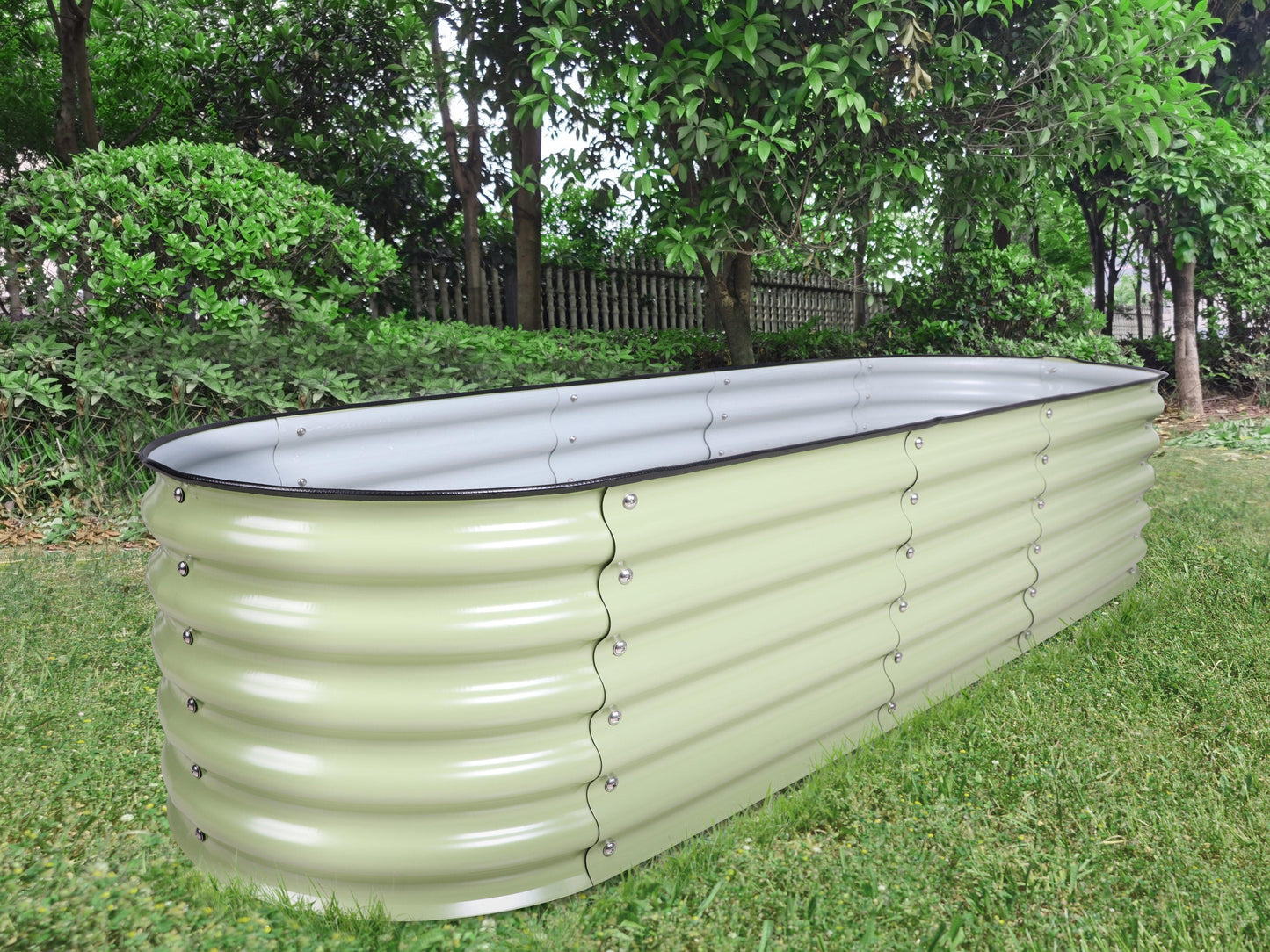 17" Tall, 12-in-1 Galvanized Raised Garden Bed in Sage Green