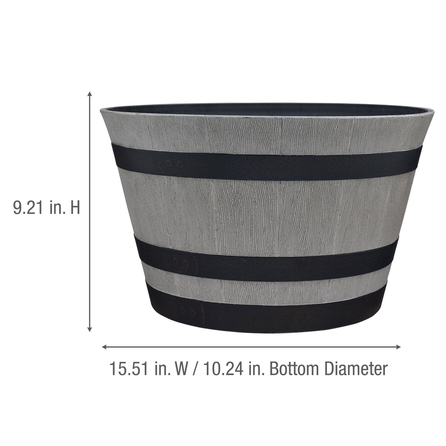 Southern Patio HDR-055457 Resin Whiskey Barrel Outdoor Garden Planter Pot, Gray