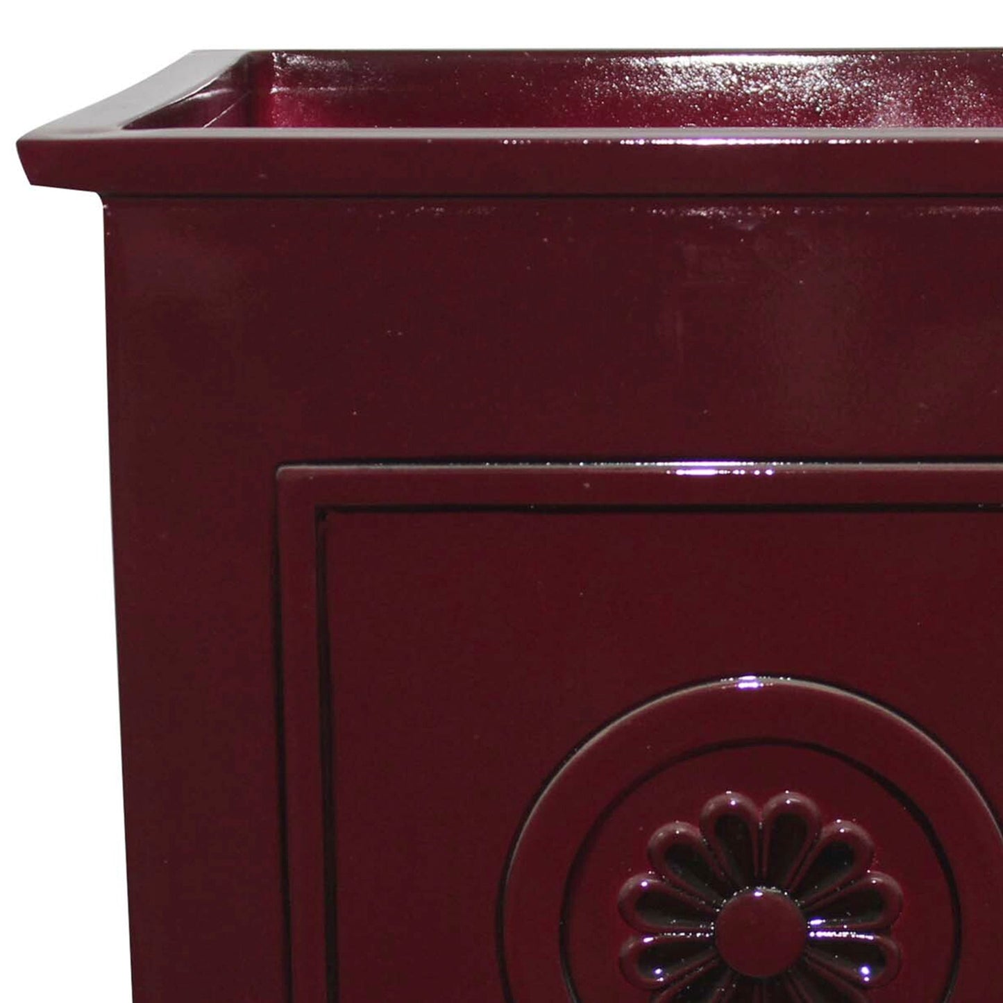 Southern Patio Colony 16 Inch Square Resin Outdoor Planter Urn, Oxblood Red