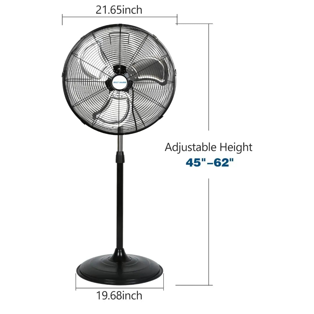 20" High Velocity Pedestal Fan, 5200 CFM 3-Speed Industrial Oscillating Stand Fan with Aluminum Blades, Heavy Duty Standing Shop Fan