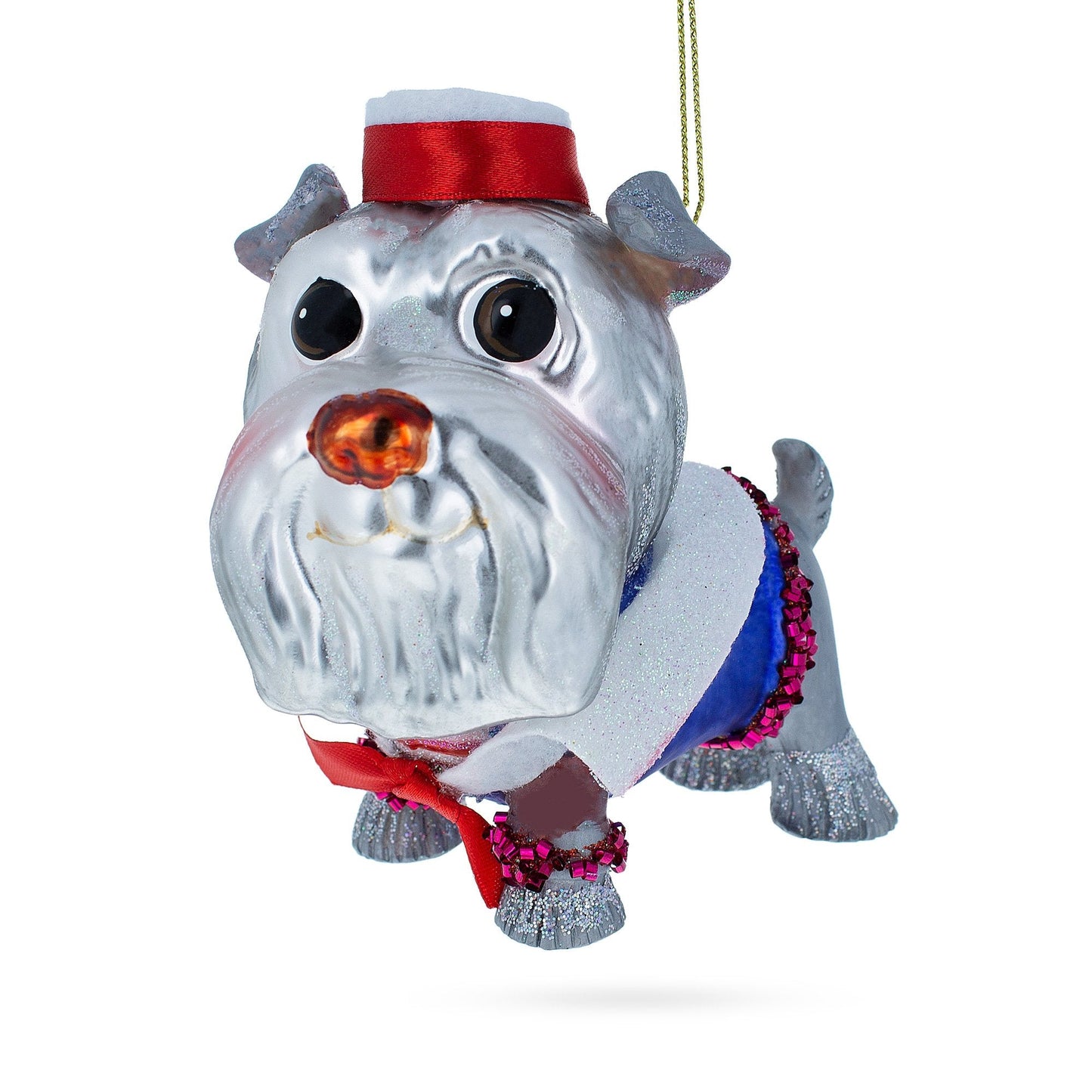 Dapper Schnauzer Sporting a Hat Glass Christmas Ornament