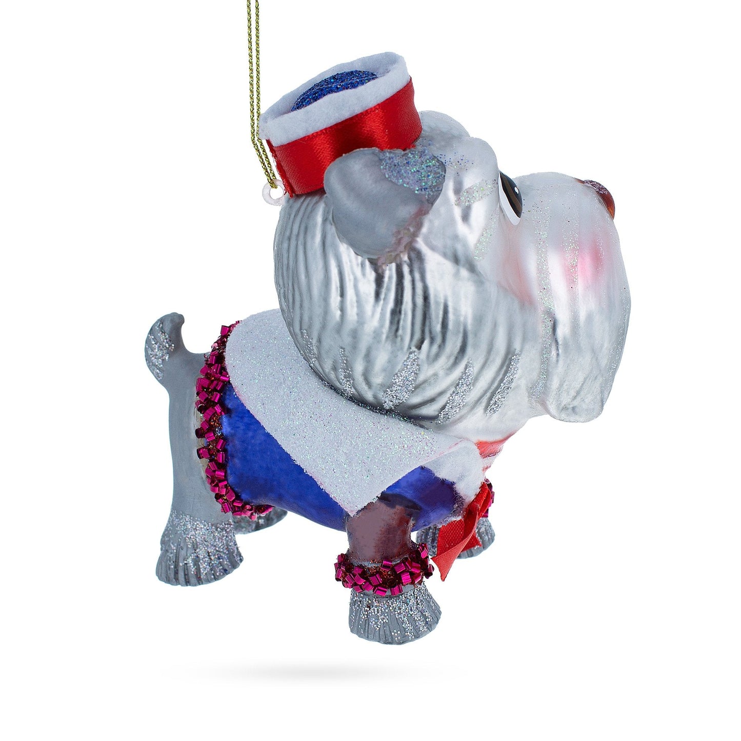 Dapper Schnauzer Sporting a Hat Glass Christmas Ornament