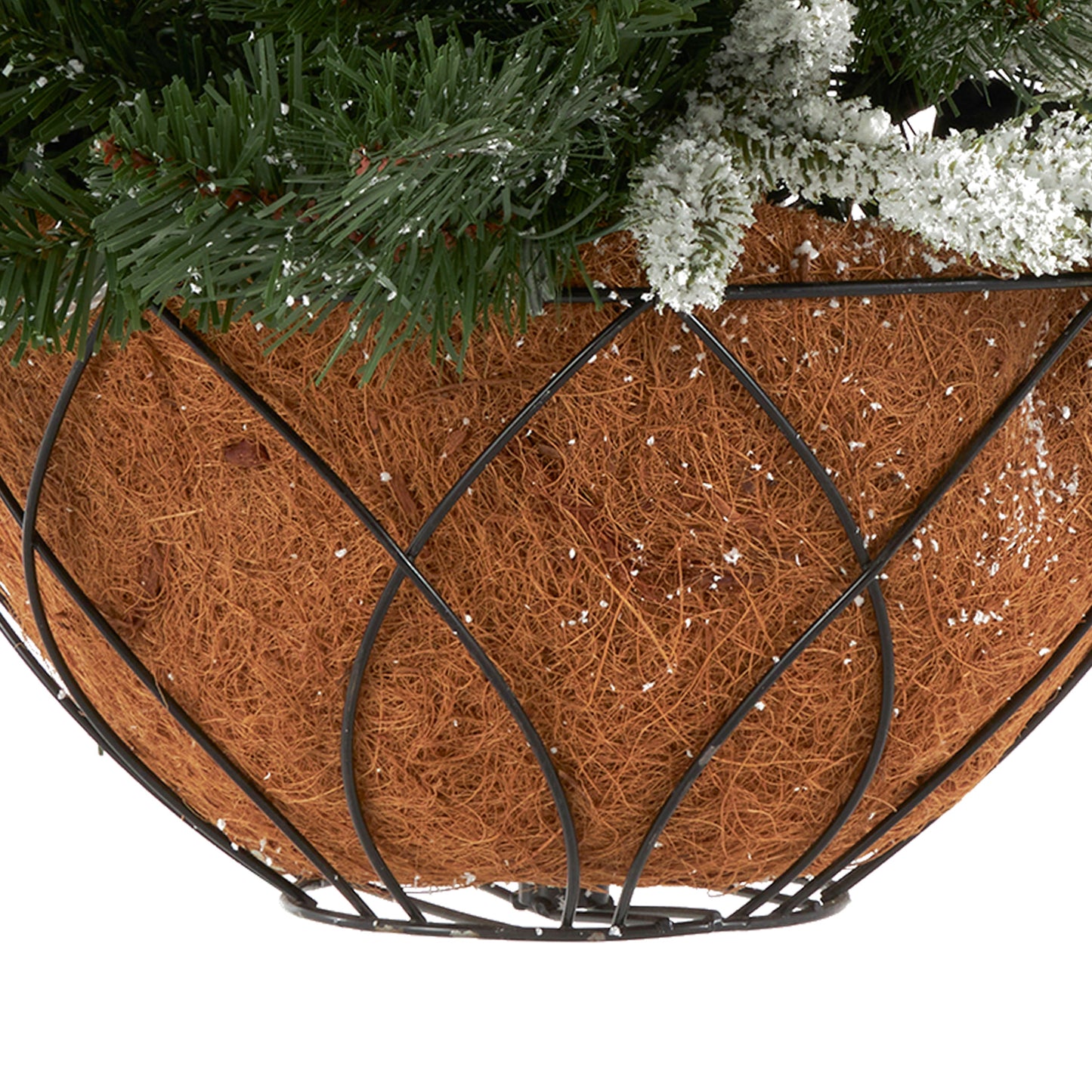 NOMA 24 Inch Evergreen Prelit Vienna Hanging Basket Indoor Outdoor Holiday Decor